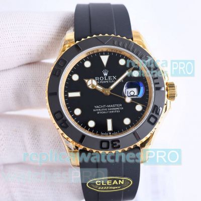 AAA Swiss Replica Rolex Yacht-Master 3235 Gold and OysterFlex Watch NEW 42mm